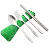 Servis uppsättningar 4 st/set rostfritt stål gaffel skedhackpinnar rese camping cutslyverktyg bordsartiklar
