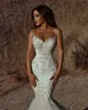 Fairy Sweetheart Mermaid Wedding Dresses spetsapplikationer brudklänning skräddarsydd kristaller ärmlös bröllopsklänningar259w