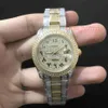 ساعة معصم الماس الجليدي للرجال ساعة الوجه الذهب الوجه العربي المقياس الرقمي الرقمية حزام من الفولاذ المقاوم للصدأ