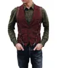 Gilets pour hommes Gilet de costume vintage pour hommes Tweed Laine Casual Western Cowboy V Cou Gilet Coupe régulière pour mariage ou smoking