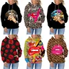 Damen Zweiteilige Hose Frühling Herbst Frauen Sexy Lippen 3D-Druck Hoodie/Set Lässige Hip-Hop-Stil Sweatshirts Sportbekleidung Mode Grafik