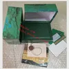 Cajas de reloj originales verdes de lujo, bolso de tarjeta de folleto para datejust 116660 116610 116710, relojes para hombre y mujer Box270I