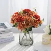 Kwiaty dekoracyjne sztuczne piwonurgengia jedwabne róże DIY Świąteczne rzemiosło dekoracja wieńca 2022 rok domowy przyjęcie weselne fałszywe