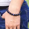 Charm Bracelets 10mm Blue Tiger Eye Beads Bracelet Men's Fashion Strand Handmade DIY Jewelry Pour Homme