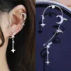 Boucles d'oreilles à dos en Zircon, incrustation douce, lune, étoile, os, Clip, manchette pour femmes, bijoux sans Clips de perçage