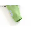 Aoemq mode wintertruien schattig licht groen symbool leven lente sweaters met bloemenprint vrouwen tops kersttruien t191019