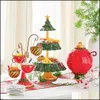 Juldekorationer 2022 Julsnackstativ 2 Tier Harts Mat som serverar Tray Cupcake Holder Bowl Table Decoration Ornaments Rack DH8VA