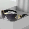 Sonnenbrille in Vintage-Mode, Y2k, einteilig, für Damen und Herren, Designer-Trend, randlose Sport-Sonnenbrille für Damen
