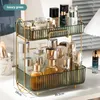 SAĞLIK KUTULARI Şeffaf Kozmetik Raf Büyük Kapasite Makyaj Organizatörü Masaüstü Çift Güverte Dresser Yatak Odası Banyo