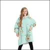 Blankets Winter Blanket Sweatshirts Super Soft Warm Hoodies For Kids Teens Youths Oversized Sherpa Hooded Wearable Blankets With Sle Dhhqp