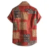 Men's Casual Shirts Mens Tunic Length Tee Top Fashion T-shirt Lapel Men's Printed Blouse Men Shirt Dress Large Tall T