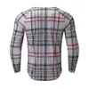 T-shirts pour hommes Chemise de compression pour hommes Foncé pour hommes Casual Stripe Plaid Print Tops à manches longues Col rond Fashion