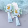 Hair Accessories 1Pairs Chinese Year Children Girls Flowers Hairpin Headdress Tassel Pearl Clips Accessions