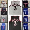 Kinderen 1 Harden Throwback Basketball Jersey Black 3 Allen Iverson Black White Classic Mens Jerseys gestikt