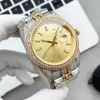 손목 시계 다이아몬드 시계 남성 자동 기계식 시계 사파이어 41mm 스트랩 다이아몬드 스터드 스틸 여성 손목 시계 Montre de Luxe