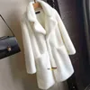 Luxurybella kadınlar vizon sahte katı dişi, yaka kışlık sıcak sahte kürk ceket gündelik ceket