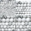 Turchese 8 mm pietra naturale bianco howlite turchesi perline sfuse rotonde 15 fili 3 4 6 8 10 12 mm scegli la misura per gioielli consegna goccia Dhovr