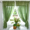 Curtain European Green Purple Sheer Curtains For Living Room Bedroom Sweet Lace Short Kitchen Bathroom Closet Window Decor