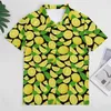 남성용 폴로 옐로우 레몬 프린트 폴로 셔츠 남성 녹색 잎 캐주얼 셔츠 여름 트렌드 칼라 티셔츠 짧은 슬리브 그래픽 대형 상판