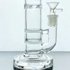 Petit narguilé deux nid d'abeille à turbine Perc tuyau d'eau en ligne tube de verre connecteur 14mm Bong-295