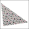 Autres fournitures pour chiens Mignon chien Bandana Fruits Plaid Paw Bonhomme de neige Animaux Écharpe Triangle Bavoirs Accessoires Bandanas pour animaux de compagnie pour petit moyen Larg Dhzyi