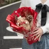 Creative Artificial Flowers Christmas Hand Holding Bouquet Cute Bear Dolls With Lights String Set For Xmas Valentine's Day Gifts