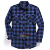 LuxuryNew Men Casual Plaid Flannel Shirt Long-Sleeved Chest Two Pocket Design Fashion Printed-Button