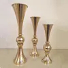 Silber/Gold Blumenvasen Trompetenform Kurze Hochzeitsdekoration Tischdekoration Event Road Lead Blumenvase wly935