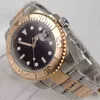 Uhr, rosévergoldet, 40 mm, echtes NH35-Uhrwerk, Miyota 8215-Uhrwerk, schwarzes Zifferblatt für Herren, Saphirglas, Datumsanzeige, 904L-Stahlarmband