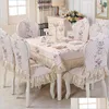 Table Cloth Table Cloth Europeanstyle Dining Chair Er Cushion With Lace Embroidered Drop Delivery 2022 Home Garden Textiles Cloths Dhm0T