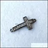 Anslutningar handgjorda charm Micro Pave Cubic Zirconia Cross Connector P￤rlor DIY Armband Tillbeh￶r smycken Making CT555 Drop Deliver Dhlaa