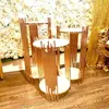 Set di decorazioni di 3 pezzi Plinths- Gold Round Metal Plinths Wedding Borning Stand Colonne cilindri Baby Shower Party Metal Dessert Table Table Pilastro IMake153