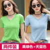 T-shirts pour femmes Kpop Style coréen chemise pour femmes T-shirt en coton à manches courtes été blanc col en V vêtements de mode Mujer Camisetas Ropa