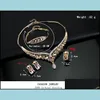 Armband Ohrringe Halskette Luxus Mosaik Kristall Schmuck Set 18K vergoldet Halskette Ohrringe Sets für Hochzeit Braut Party Ca11 Dhep7