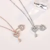 Pendant Necklaces S925 Silver Key Lock Necklace Summer Women's Tide Love Zircon Set Engagement Gift