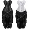 Bustiers-Korsetts, viktorianisches Korsettkleid, Burlesque-Outfit, braunes Satin-Top mit hohem, niedrigem Rock, Damen, sexy weißes Bustier, schwarze Bustiers