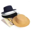 Basker fedoras hatt för kvinnor vintage cap imitation ull jazz elegant brittiska breda ristor mössor bowler hattar