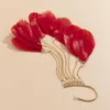 Backs kolczyki Boho Oświadczenie długie frędzle wciągniki czerwony biały urok piórek klips na kolczyku mankietowe mankiety dla kobiet biżuteria