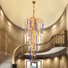 Chandeliers Crystal Stair Ceiling Chandelier For Duplex Villa Staircase El Aluminum Body Color Hanging Light Lighting