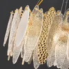 Chandeliers Modern Luxury Gold Chandelier For Dining Room Kitchen Island Rectangle Glass Hanging Lamps Frosted Lustre Fixtures