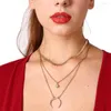 Collana girocollo multistrato moda punk ciondolo mezza luna strass per donna gioielli con paillettes frecce in metallo