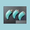 Colares pendentes 5pcs tophus paving pingente buzina formato de marfim presa shinestone tampes de cristal natural de dente azul pd001 entrega de gota 2022 dhmnk