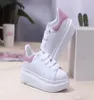 Designer Kids Sapatos brancos rosa sonho de sonho azul solteira ￺nica t￪nis de borracha de borracha garotas meninas meninas de bezerro de bezerro de pele de pele de pele