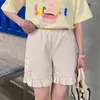 Kvinnors sömnkläder Kvinnor Sleep Bottoms Cartoon Printed Lovely Japan Style Ruffles Sweet Kawaii Shorts Trendy Cozy Lounge Wear All-Match