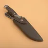 G1029 Survival Straight Knife 5Cr13Mov Satin Drop Point Blade Full Tang Wood Handle Outdoor Camping Hiking Hunting Fixed Blades Knives with Leather Sheath