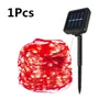 سلاسل LED Solar LED LED في الهواء الطلق أضواء الإضاءة حديقة الأضواء 7M/12M/22M/32M شارع الجنية جارلاند عيد الميلاد