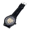 Orologi da polso Moda Nero Dorato Design di lusso Orologio da uomo Orologio meccanico Scheletro Steampunk Polso maschile Relogio Masculino