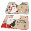 Tovagliette Tovaglietta natalizia Rettangolo in lino Tappetino per cartoni animati Decorazioni natalizie Resistente al calore per pranzare