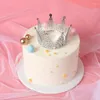 パーティーサプライズゴールドパールプリンセスクラウンケーキトッパー人工真珠ヘッドドレスウェディングベビーシャワーの誕生日の手作り