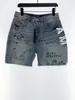 Herr shorts herrar jeans designer orolig man kort jean blommor design rippad cyklist smal rak fit denim för mans korta byxor casual hål manlig byxa